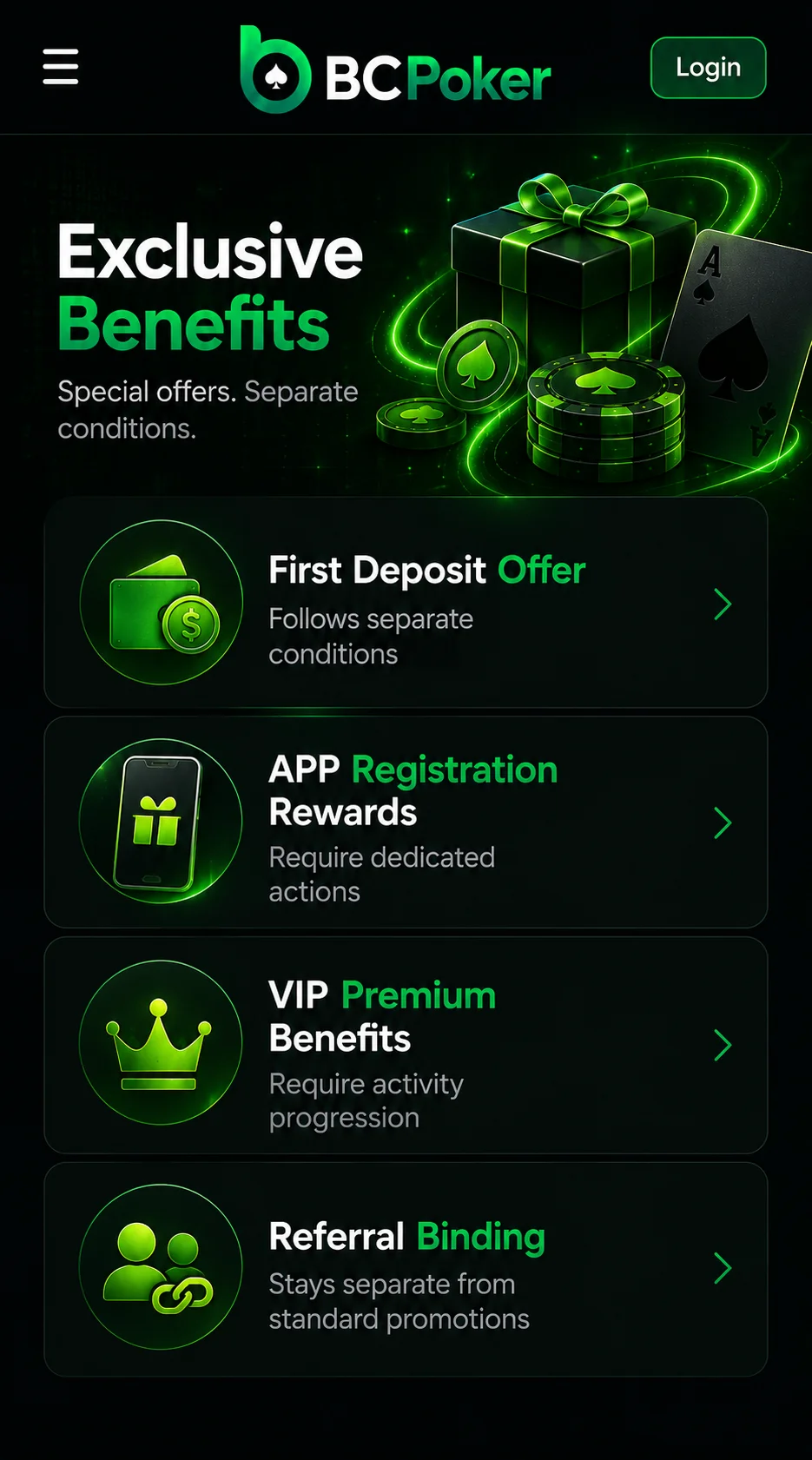 BC Poker bonus conditions and app rewards